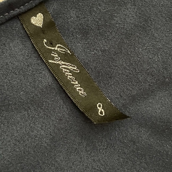 INFLUENCE Faux Suede Top Lace Up Sides Navy Blue Size 8 - Picture 13 of 15